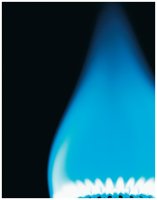 Flame from oxidation of carbon in natural gas