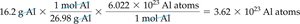Calculation: g Al to number of Al atoms