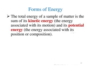 Types of energy: electrical, thermal, chemical