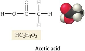 Acetic acid structural and molecular model