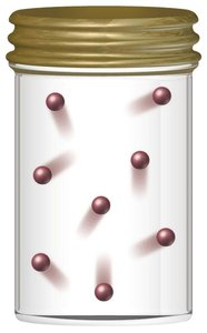 Gas molecules spreading out in a container