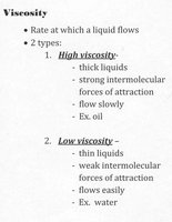 Viscosity: high and low viscosity examples