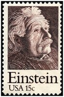 Stamp of Einstein, representing E=mc^2