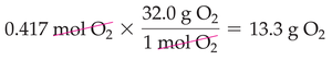 Conversion from moles of O2 to grams of O2