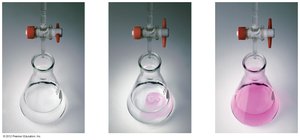 Titration setup with buret and flask