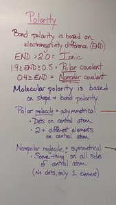 Polarity and bond classification chart with notes on molecular polarity