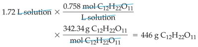 Calculation of grams of sucrose in solution