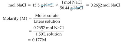 Calculation of molarity for NaCl solution