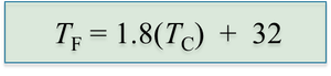 Celsius to Fahrenheit conversion equation