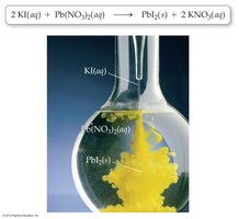 Precipitation reaction: formation of PbI2(s)