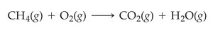 Chemical equation with states: CH4(g) + O2(g) -> CO2(g) + H2O(g)