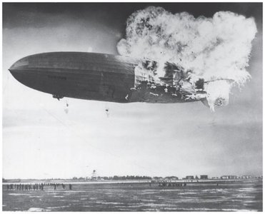 Hindenburg disaster illustrating hydrogen's reactivity