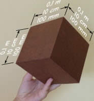 Cube showing 1 liter volume