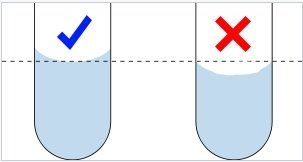 Correct and incorrect meniscus reading