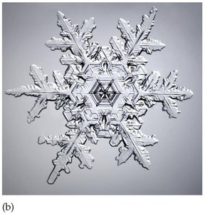 Photograph of a snowflake, illustrating the crystalline structure of ice