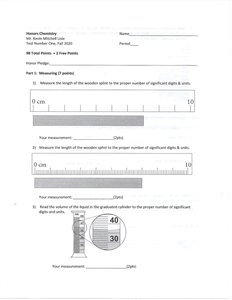 Ruler and wooden splint for measurement