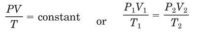 Combined gas law equation