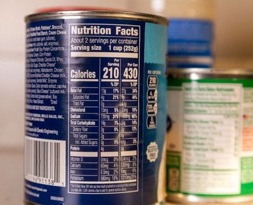 Nutrition label showing calories