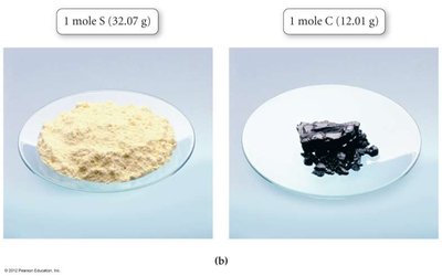 Comparison of 1 mole S and 1 mole C