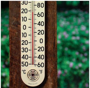 Thermometer showing Celsius and Fahrenheit