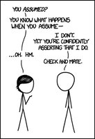 Cartoon about assumptions in modeling
