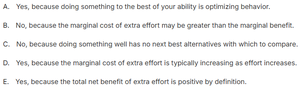 Multiple choice question about optimization and effort
