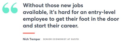 Quote about difficulty for entry-level employees to start their career