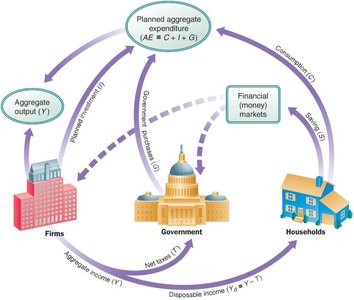 Circular flow diagram with government, households, and firms