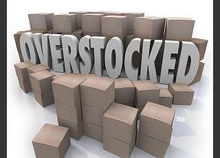 Overstocked inventory, representing excess production