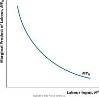 Marginal product of labor declines as labor input increases