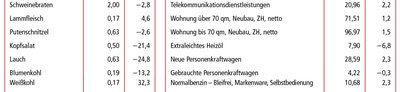 Warenkorb: Produkte und Dienstleistungen (Fortsetzung)