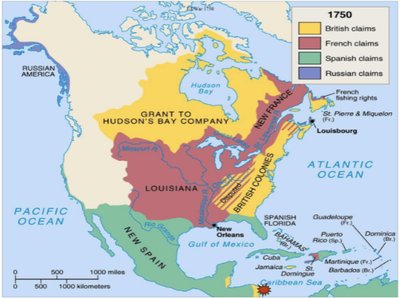 1750 Colonial Claims Map