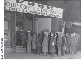 Soup line during the Great Depression