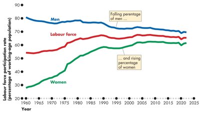 Falling men, rising women participation rates