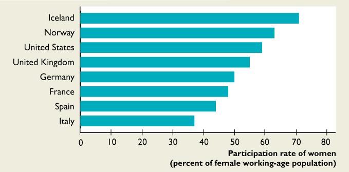 Blank chart for female participation rate by country