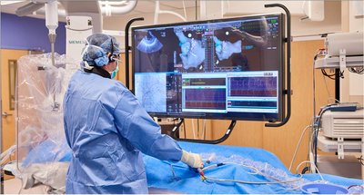 Medical professional performing procedure
