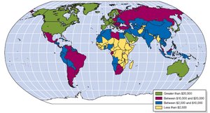 World map of GDP per capita