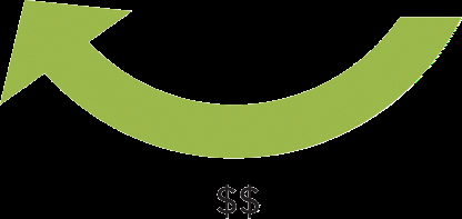 Arrow showing dollars moving from financial institutions to Fed