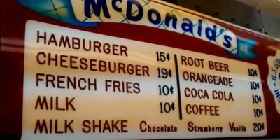 Old McDonald's menu showing historical prices