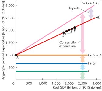 Aggregate planned expenditure curve and its components