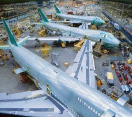 Airplane assembly line representing production of final goods