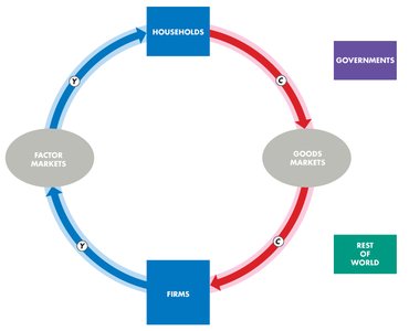 Circular flow: adding goods markets and consumption expenditure (C)