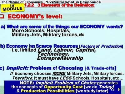 Economy level wants and trade-offs