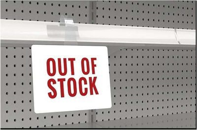 Out of stock shelves, representing decreased inventories when spending exceeds production
