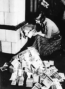 Burning banknotes for heat during hyperinflation