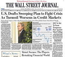 Wall Street Journal cover on government bailout