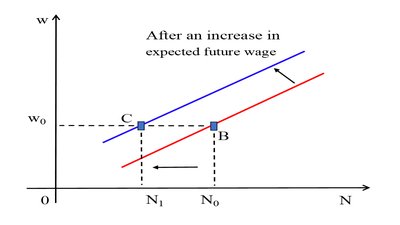 Shift in labour supply curve after increase in expected future wage