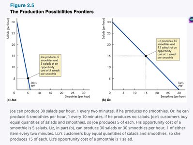 Liz's production possibilities