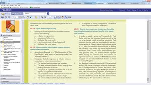 Textbook page with factors of production question
