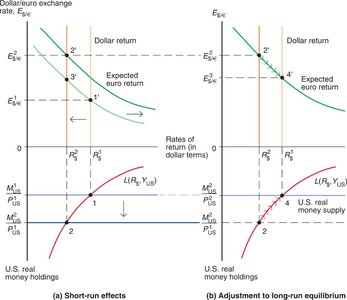 Short-run and long-run effects of an increase in U.S. money supply